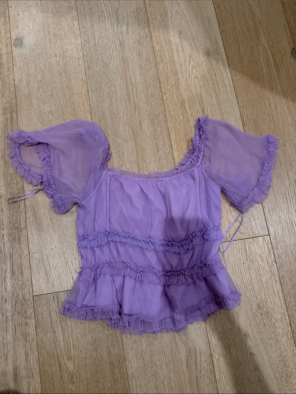 Love Sam Lavender Ruffle Peasant Blouse